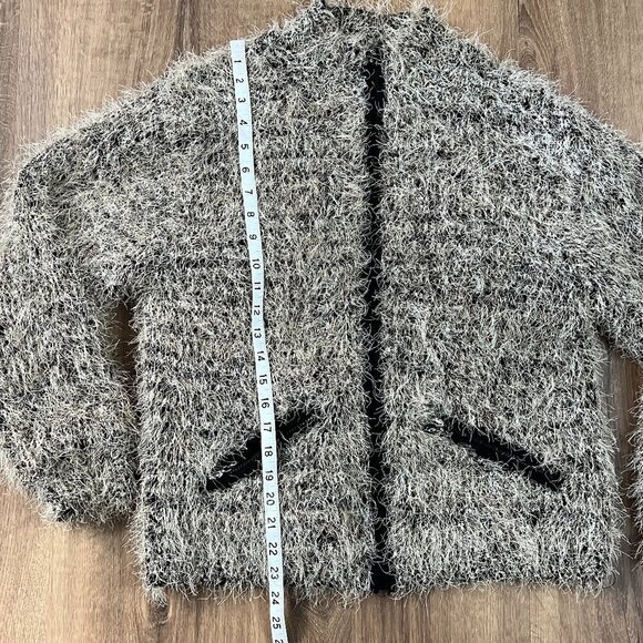 Jamie Sadock Fuzzy Black White Full Zip Jacket Sz L - Picture 5 of 12